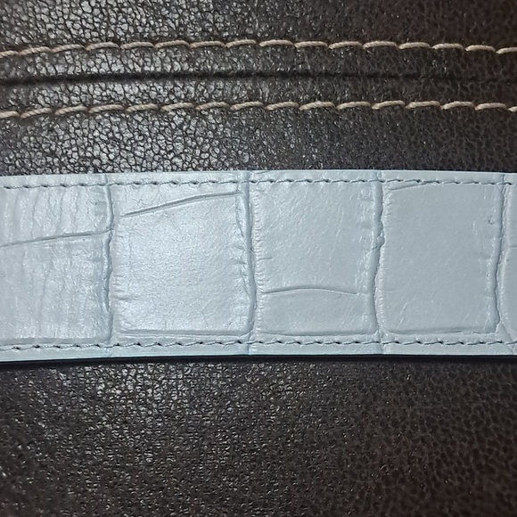 Berge Light Blue Animal Print Leather Belt with Silver Buckle Size L Wide main image 8